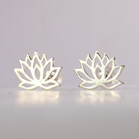 S 10K White Gold Earrings lotus 2 pieces [S-Ph-10w] 