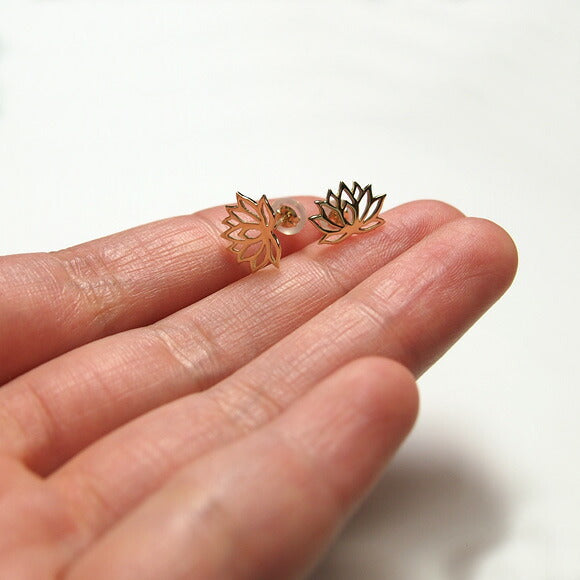 S 10K Yellow Gold Earrings lotus 2 pieces [S-Ph-10y] 