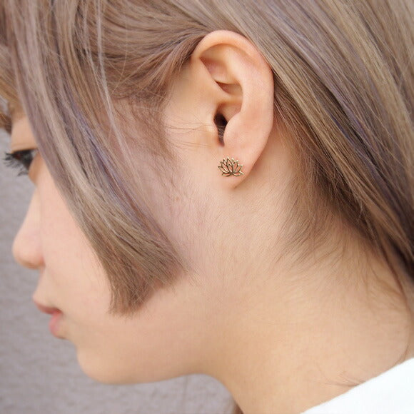 S 10K Yellow Gold Earrings lotus 2 pieces [S-Ph-10y] 