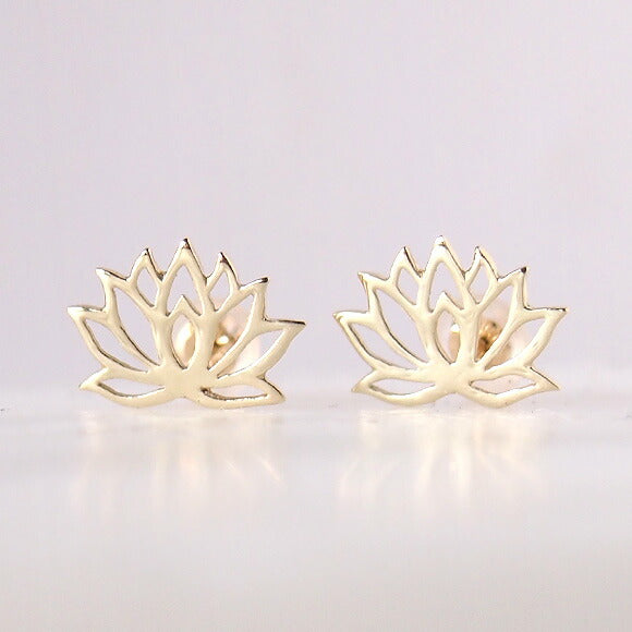 S 10K Yellow Gold Earrings lotus 2 pieces [S-Ph-10y] 