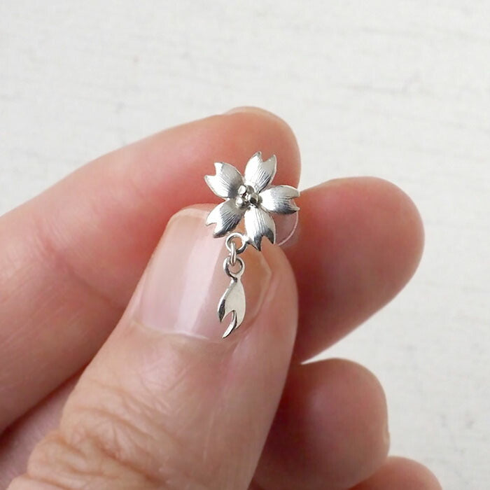 S Cherry Blossom Earrings One Cherry Blossom Type Silver Set of 2 [S-PS-1] 