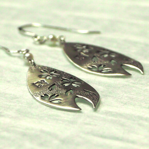 S Kasumi Sakura Earrings Silver Pearl Set of 2 [S-PS] 