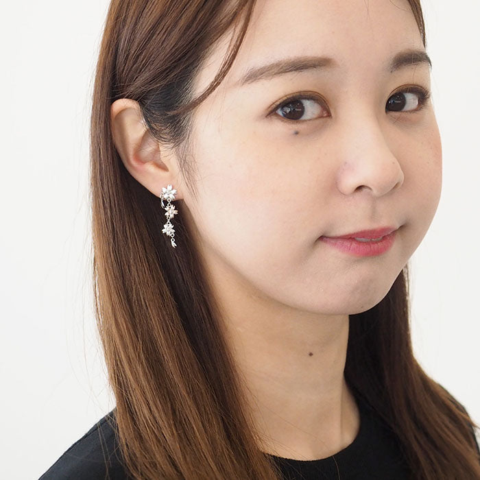 S Cherry Blossom Earrings Three Cherry Blossoms Type Silver Set of 2 [S-PS-3] 