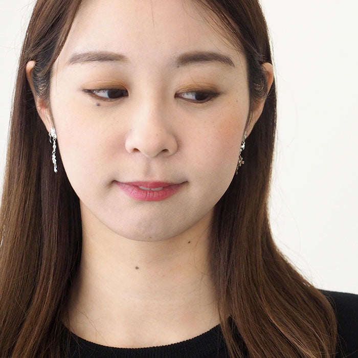 S Cherry Blossom Earrings Three Cherry Blossoms Type Silver Set of 2 [S-PS-3] 