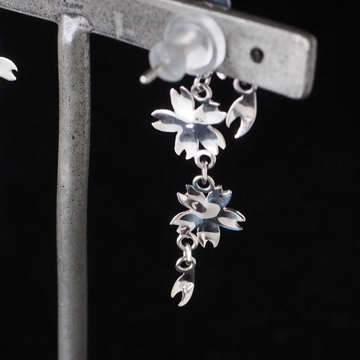 S Cherry Blossom Earrings Three Cherry Blossoms Type Silver Set of 2 [S-PS-3] 