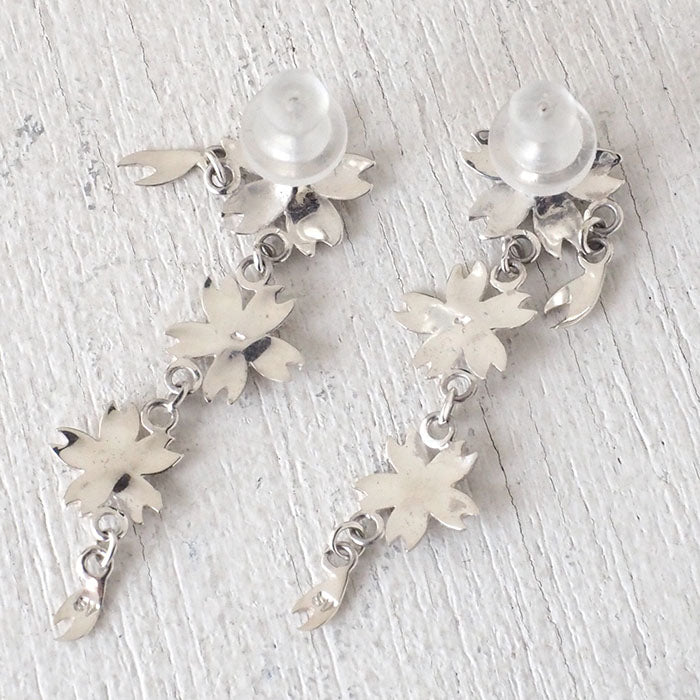 S Cherry Blossom Earrings Three Cherry Blossoms Type Silver Set of 2 [S-PS-3] 