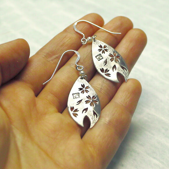 S Kasumi Sakura Earrings Silver Pearl Set of 2 [S-PS] 