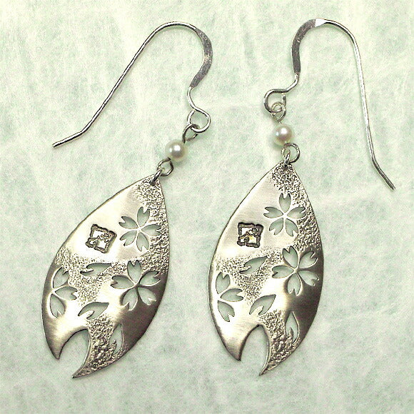 S Kasumi Sakura Earrings Silver Pearl Set of 2 [S-PS] 