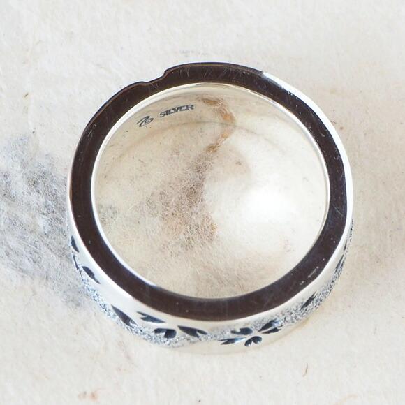 S Kasumi Sakura Flat Silver Ring with Leather 8mm Width Water Snake Leather Pink [SR-10] 