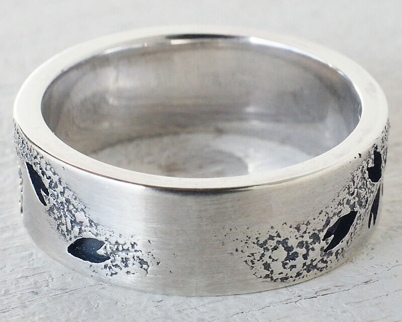 Japanese pattern accessory artist Saori Miura Kasumizakura flat ring openwork overlay silver 7mm oxidized finish [SR-16-B] 