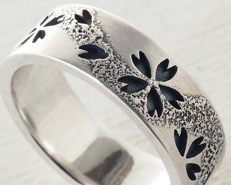 Japanese pattern accessory artist Saori Miura Kasumizakura flat ring openwork overlay silver 7mm oxidized finish [SR-16-B] 