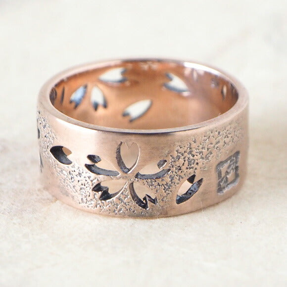 S Kasumi Sakura Openwork Flat Ring Pink Silver 8mm [SR-P12] 