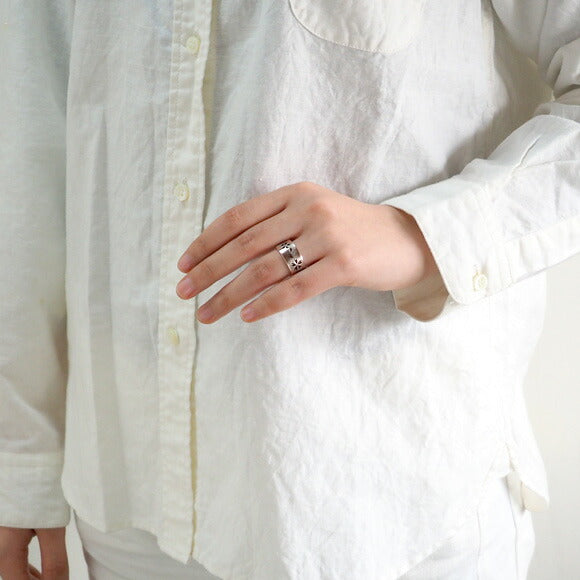 エス 霞桜（かすみさくら）透かし彫り 平打リング ピンクシルバー 10mm [S-R-P13]