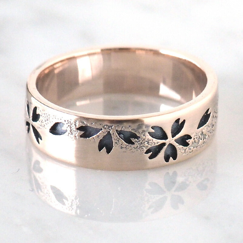 S Japanese pattern accessory artist Saori Miura Kasumizakura flat ring openwork overlay pink silver 6mm oxidized finish [SR-P15-B] 