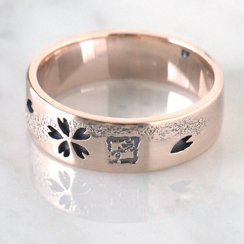 S Japanese pattern accessory artist Saori Miura Kasumizakura flat ring openwork overlay pink silver 6mm oxidized finish [SR-P15-B] 