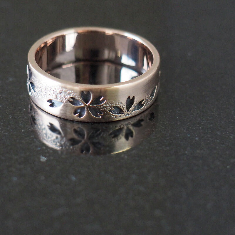 S Japanese pattern accessory artist Saori Miura Kasumizakura flat ring openwork overlay pink silver 6mm oxidized finish [SR-P15-B] 