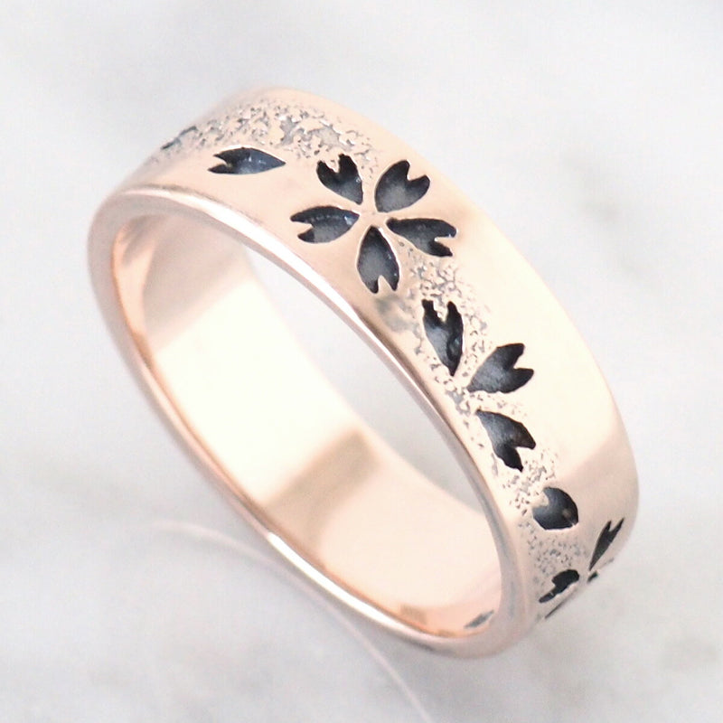 S Japanese pattern accessory artist Saori Miura Kasumizakura flat ring openwork overlay pink silver 6mm oxidized finish [SR-P15-B] 