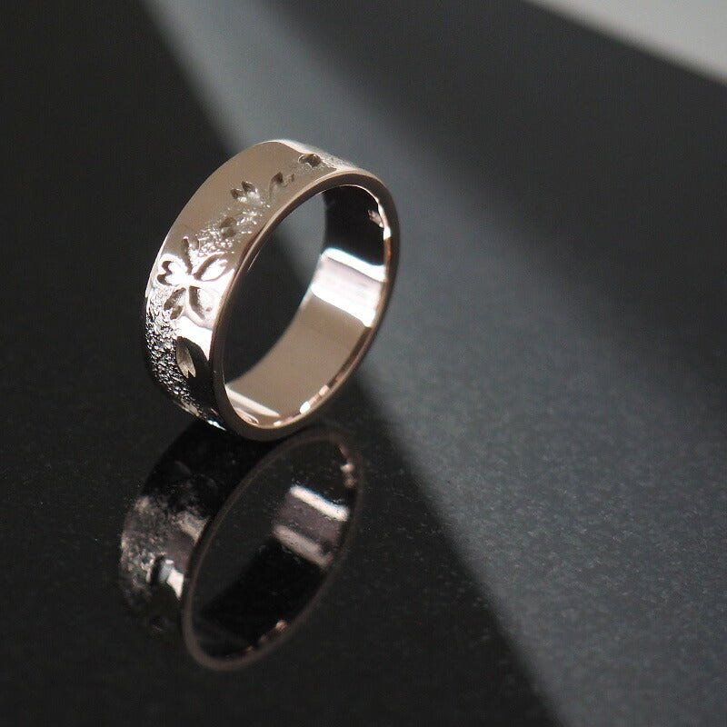 S Japanese pattern accessory artist Saori Miura Kasumizakura flat ring openwork overlay pink silver 6mm white finish [SR-P15-W] 