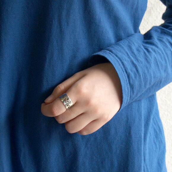 S Kasumi Sakura Openwork Flat Ring 銀 10mm [SR-S11] 