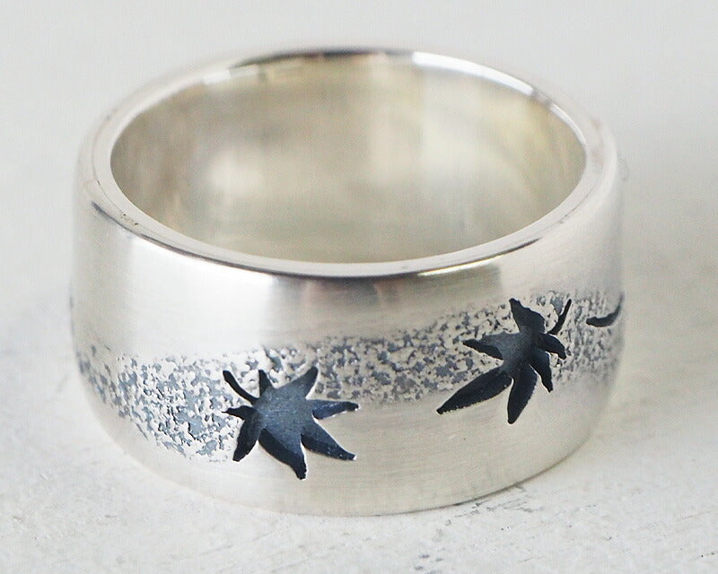 S Japanese pattern accessory artist Saori Miura Java sparrow x Momiji overlay silver ring [S-Rbm-01] 