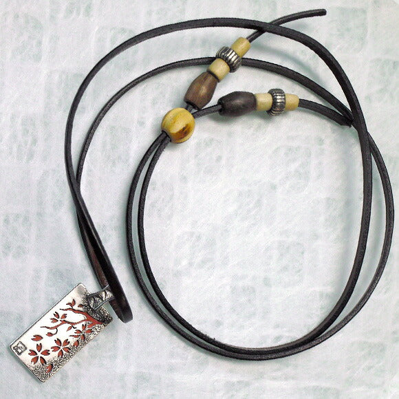 [Choose from 28 colors of leather! ] S Kasumi Sakura Necklace Pendant Top Silver [ST-01] 