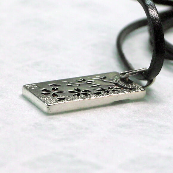 [Choose from 28 colors of leather! ] S Kasumi Sakura Necklace Pendant Top Silver [ST-01] 
