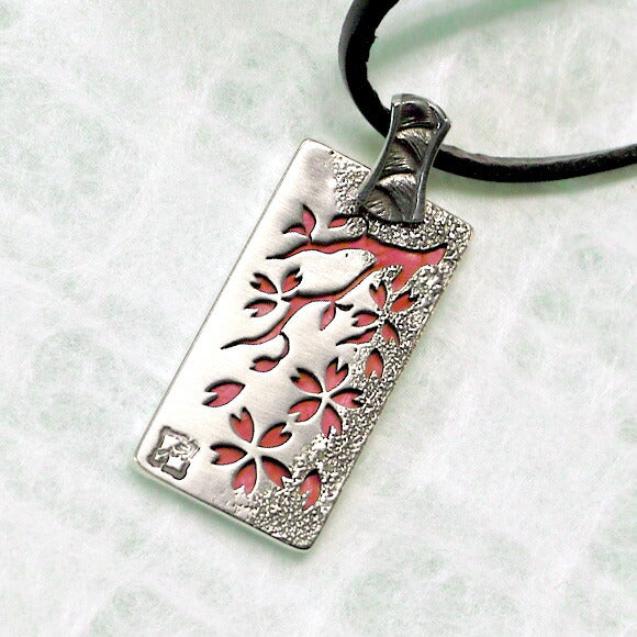 [Choose from 28 colors of leather! ] S Kasumi Sakura Necklace Pendant Top Silver [ST-01] 
