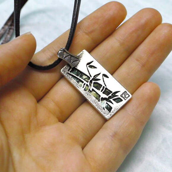 [Choose from 28 colors of leather! ] S bamboo necklace pendant silver [ST-02] 