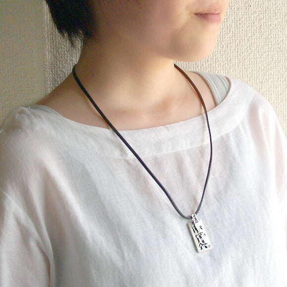 [Choose from 28 colors of leather! ] S bamboo necklace pendant silver [ST-02] 