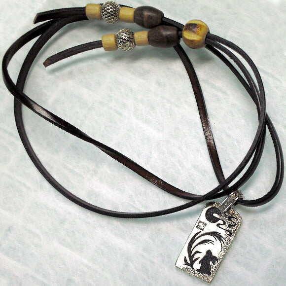 [Choose from 28 colors of leather! ] S Tsukimi Rabbit Necklace Pendant Top Silver [ST-05] 