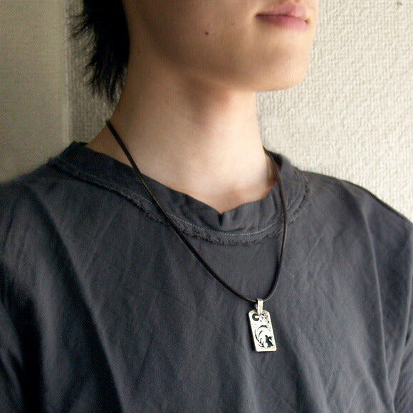 [Choose from 28 colors of leather! ] S Tsukimi Rabbit Necklace Pendant Top Silver [ST-05] 