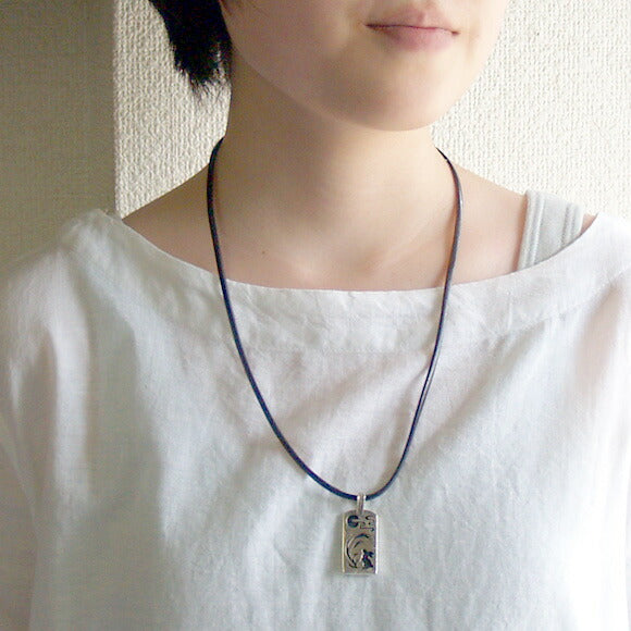 [Choose from 28 colors of leather! ] S Tsukimi Rabbit Necklace Pendant Top Silver [ST-05] 