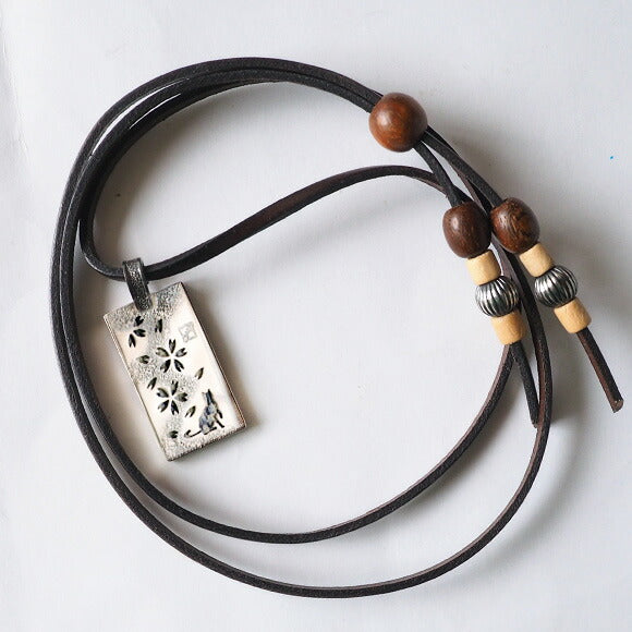[Choose from 28 colors of leather] S cherry blossom x cat openwork necklace pendant top silver [ST-06] 