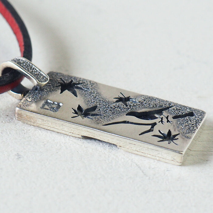 日本圖案配飾藝術家 Saori Miura Java sparrow x 秋葉覆蓋銀吊墜 [ST-07] 