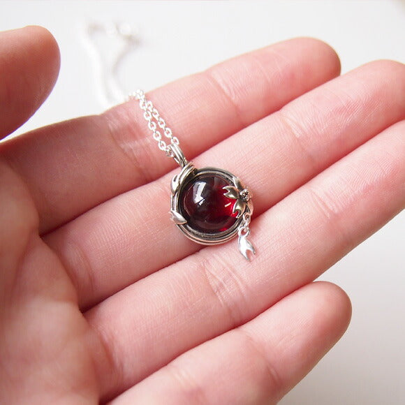 [Choose from 2 types and 2 types of chain] S Enzakura Silver Necklace Cherry Amber [S-Th-01-CA] 
