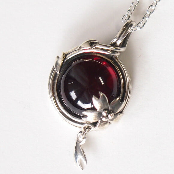 [Choose from 2 types and 2 types of chain] S Enzakura Silver Necklace Cherry Amber [S-Th-01-CA] 