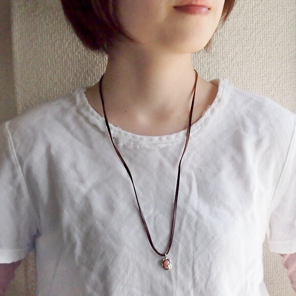 [Choose from 2 types and 2 types of chain] S Enzakura Silver Necklace Pink Opal [S-Th-01-PO] 