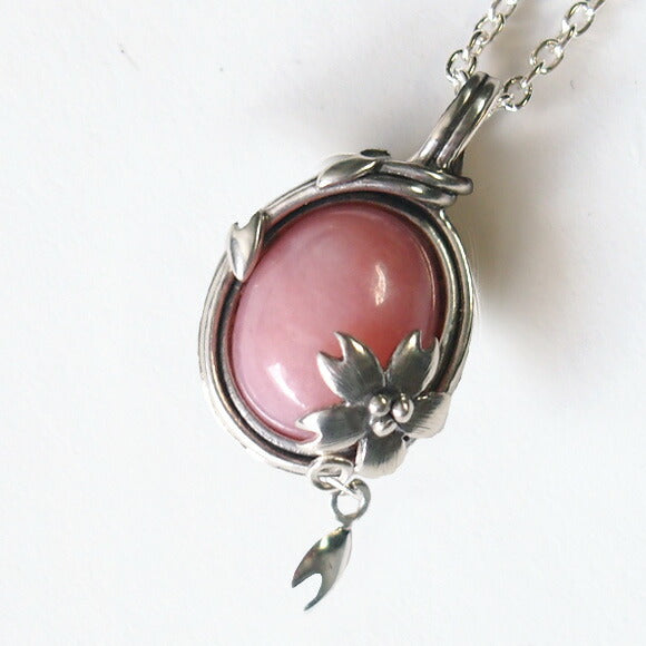[Choose from 2 types and 2 types of chain] S Enzakura Silver Necklace Pink Opal [S-Th-01-PO] 