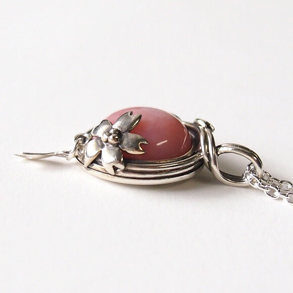 [Choose from 2 types and 2 types of chain] S Enzakura Silver Necklace Pink Opal [S-Th-01-PO] 