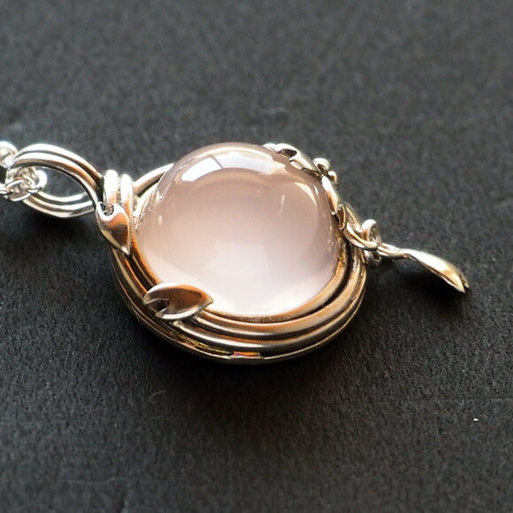 [Choose from 2 types of chain] S Enzakura Silver Necklace Rose Quartz [S-Th-01-ROSE] 