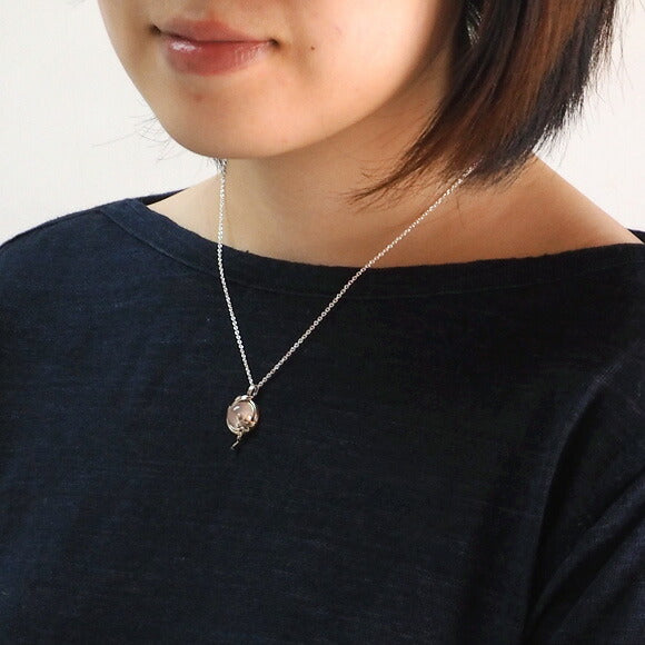 [從2種鏈條中選擇] S Enzakura Silver Necklace 玫瑰石英 [S-Th-01-ROSE] 