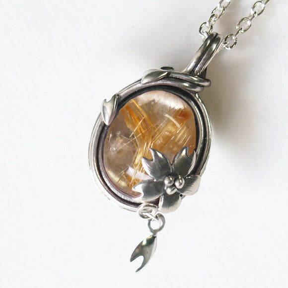 [Choose from 2 types and 2 types of chain] S Enzakura silver necklace rutilated quartz [S-Th-01-RQ] 