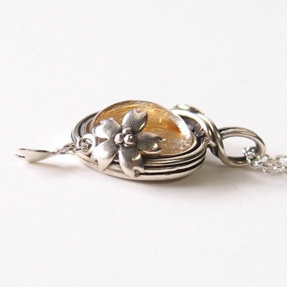 [Choose from 2 types and 2 types of chain] S Enzakura silver necklace rutilated quartz [S-Th-01-RQ] 