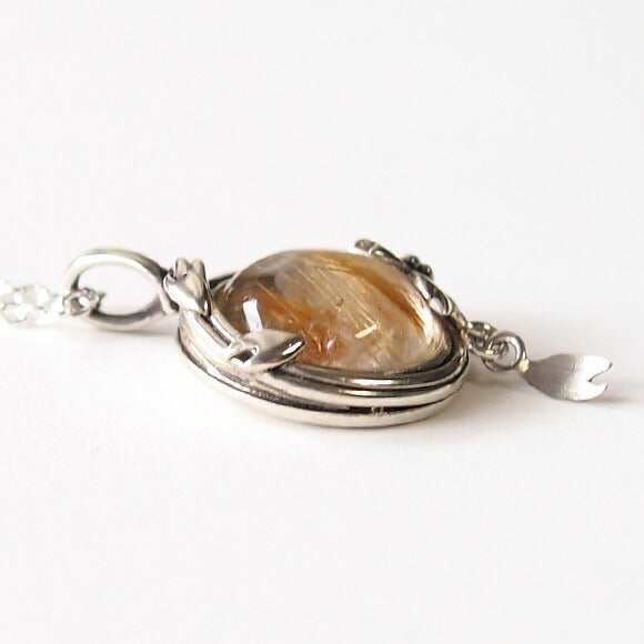 [Choose from 2 types and 2 types of chain] S Enzakura silver necklace rutilated quartz [S-Th-01-RQ] 