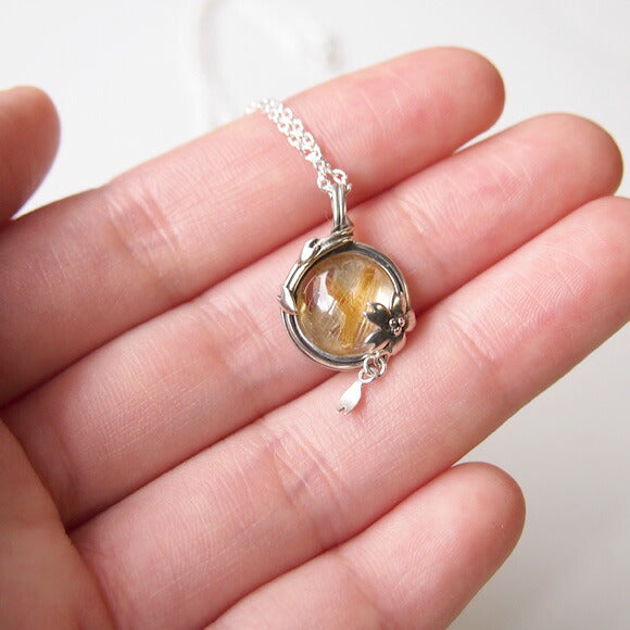 [Choose from 2 types and 2 types of chain] S Enzakura silver necklace rutilated quartz [S-Th-01-RQ] 