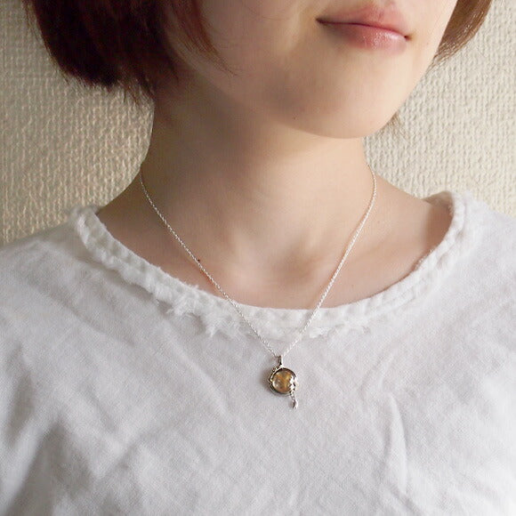 [Choose from 2 types and 2 types of chain] S Enzakura silver necklace rutilated quartz [S-Th-01-RQ] 
