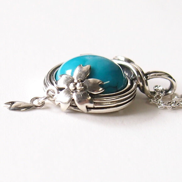 [Choose from 2 types and 2 types of chain] S Enzakura silver necklace net turquoise [S-Th-01-TQ] 