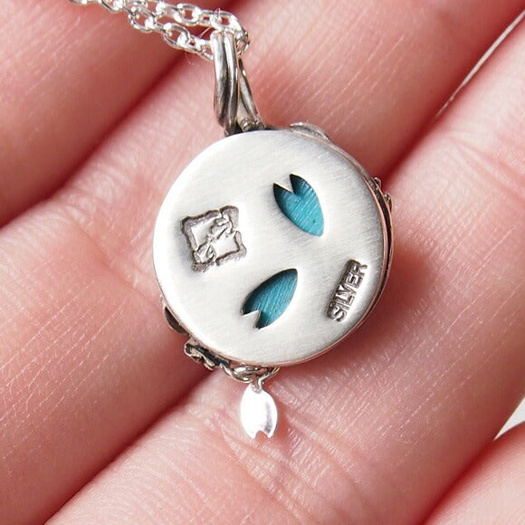 [Choose from 2 types and 2 types of chain] S Enzakura silver necklace net turquoise [S-Th-01-TQ] 