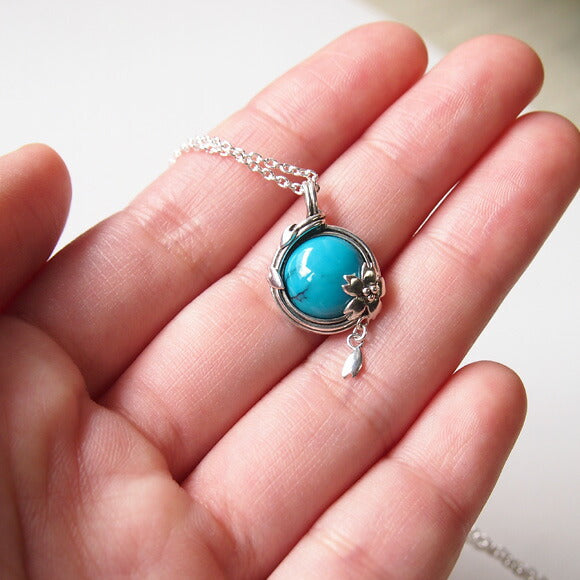 [Choose from 2 types and 2 types of chain] S Enzakura silver necklace net turquoise [S-Th-01-TQ] 