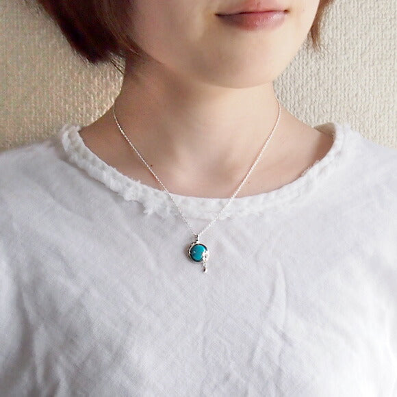 [Choose from 2 types and 2 types of chain] S Enzakura silver necklace net turquoise [S-Th-01-TQ] 